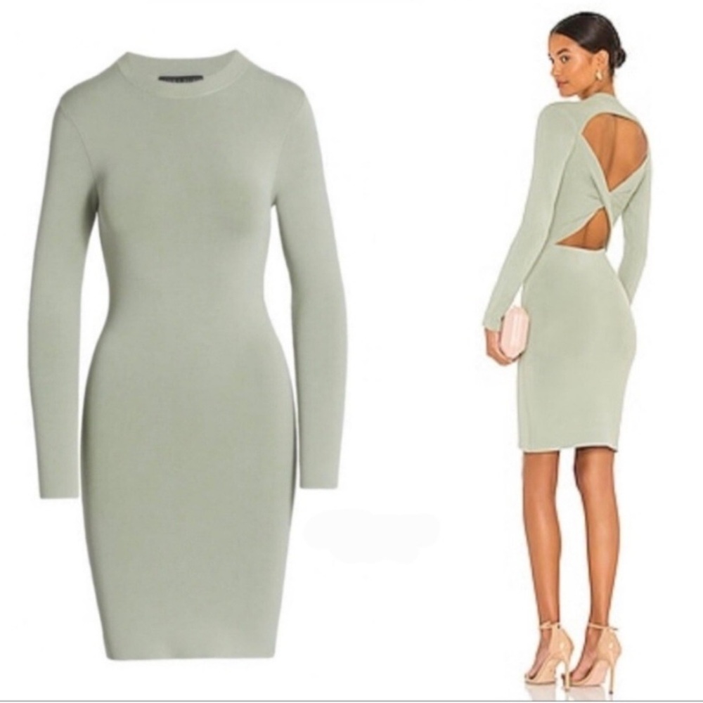 ALICE + OLIVIA Estelle Twist Two Way Mini Dress in Sage- women’s M